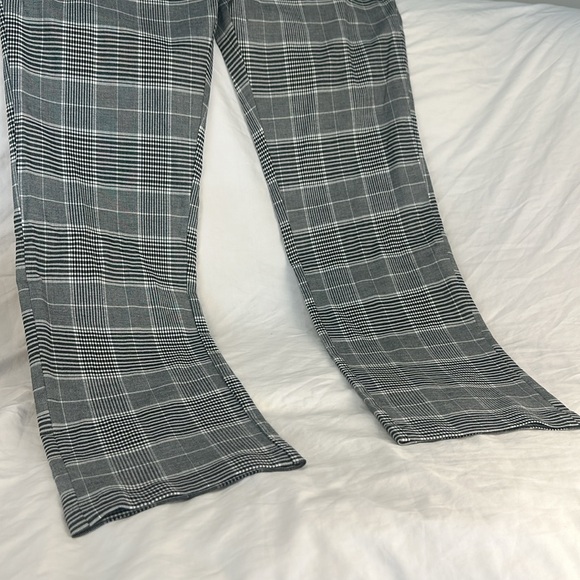 Slim Fit Stretch Black & White Plaid Trousers 36 x 32 - Picture 4 of 7